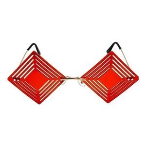 6090 | Red Novelty Square Sunglasses with unique cutouts